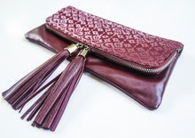 Reya Foldover Clutch Large  ( Burgundy)