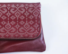 Reya Foldover Clutch Large  ( Burgundy)