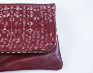 Reya Foldover Clutch Large  ( Burgundy)