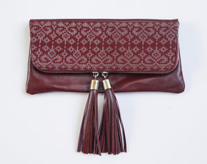 Reya Foldover Clutch Large  ( Burgundy)