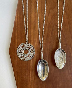 Silver spoon pendant with chain